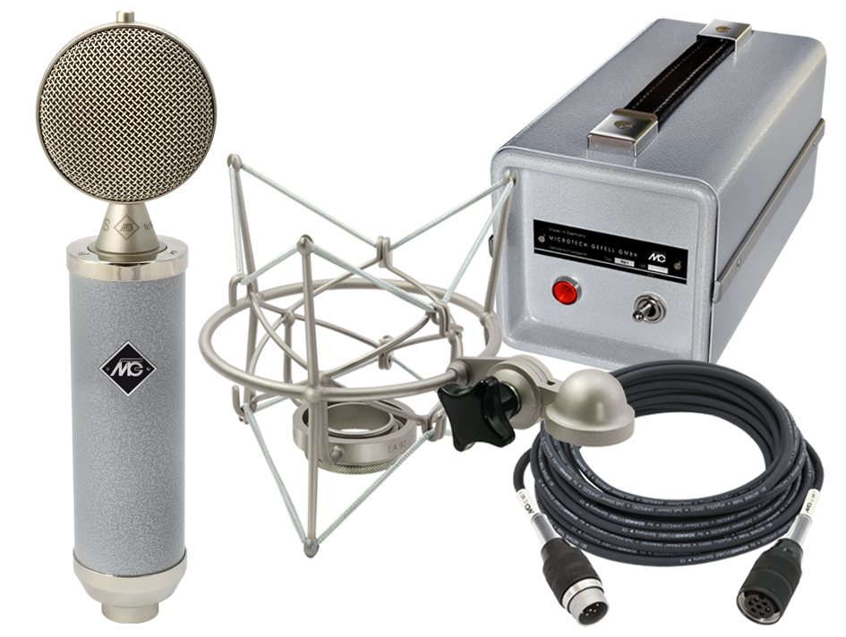Studiomikrofon CMV 563 - M 7 S, Netzanschlussgerät N 61, Mikrofonanschlusskabel C 563.1, Elastische Aufhängung EA 92 und G/B-Adapter im Aluminiumkoffer 470 mm x 390 mm x 160 mm Hammerschlag-Beschichtung, grau