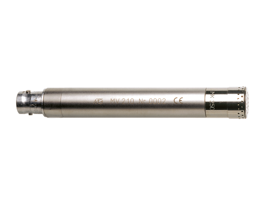 MM 210, Elektret-Messmikrofon 1/2", Kl.1, IEPE*, Mikrofonglied DIN EN 60651, BNC-Stecker, im Holzetui 127 mm x 87 mm x 55 mm nickel matt